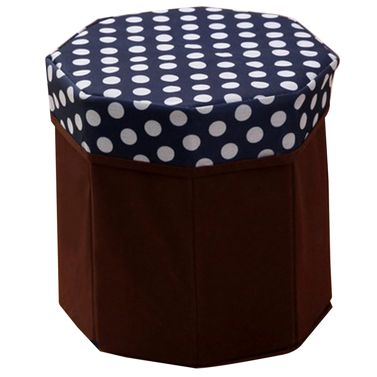 

Creative Folding Storage Organizer Circular Multi-function Storage Box for Clothes Books Living Goods (Dot Navy Blue)
