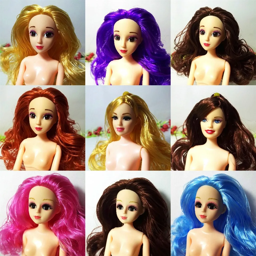 

3D blink eye head 1/6 BJD DIY head for Barbie acrylic eyes Head nake joints body doll head toys for Girls gift for barbie doll