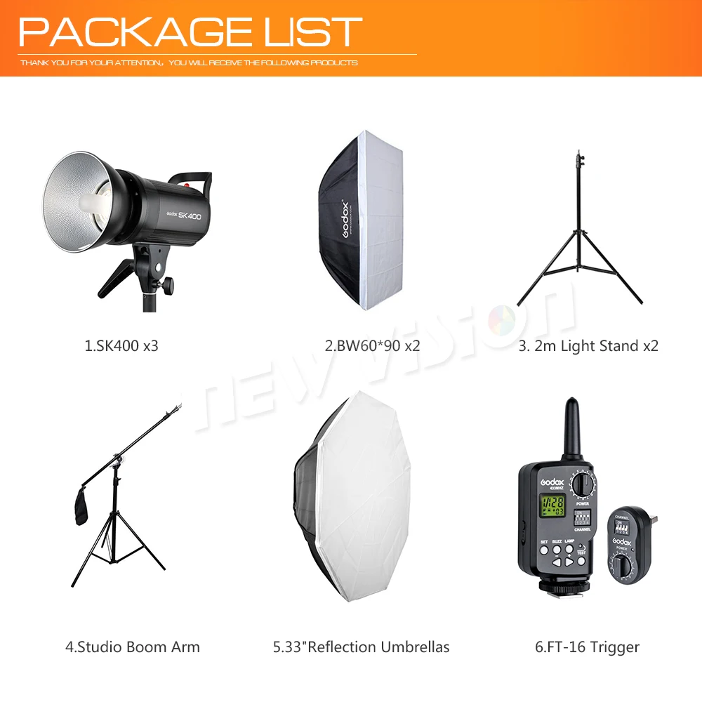 Бесплатная доставка DHL 1200W Godox SK400 3x400 W Фотостудия Flash Lighting софтбокс световая