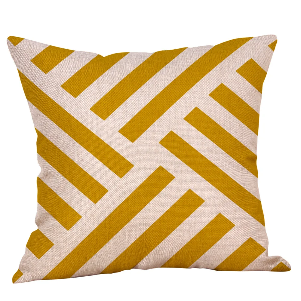 Мода Многоцветный 45*45 см хлопок белье горчичный чехол для подушки Желтый геометрический осень Декоративные Чехлы для подушек#5