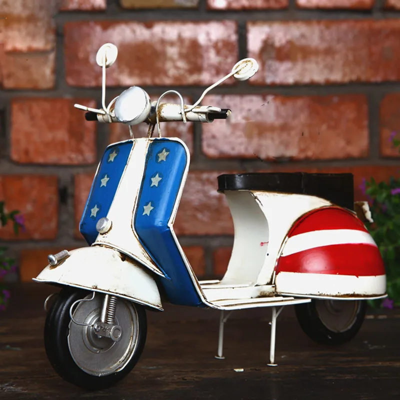 COOL! Iron motorcycle Blue and RED Vespa motorcycle decoration