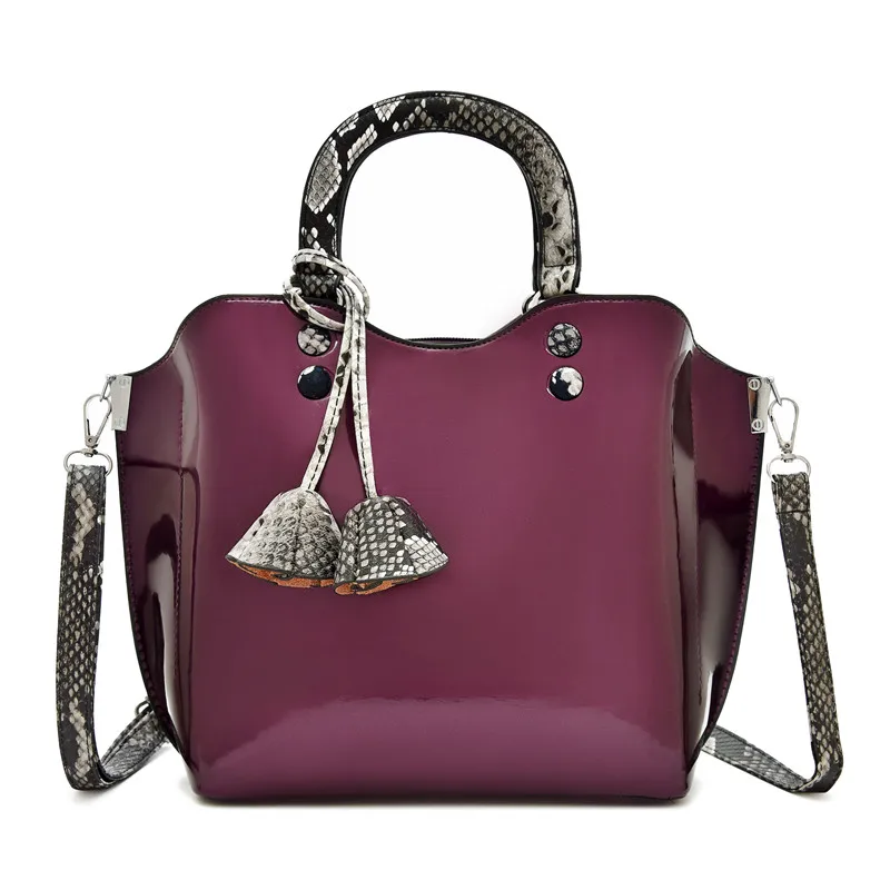 Высокое качество, женские Сумки из искусственной кожи, комплект из 3 предметов, модная женская сумка на плечо, роскошные дизайнерские женские сумки через плечо для женщин - Цвет: single purple