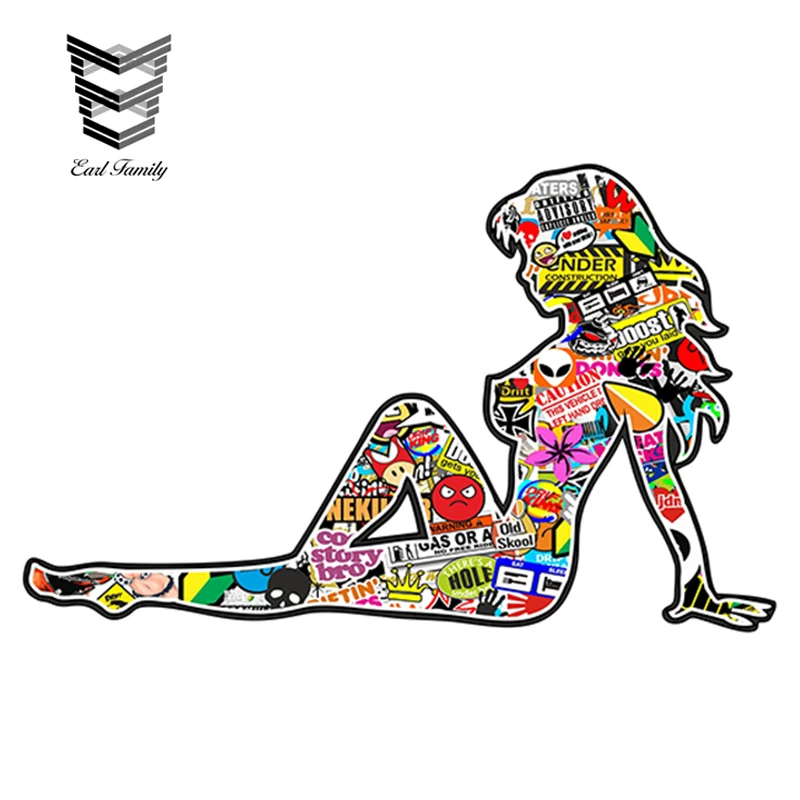 EARLFAMILY Ретро стиль сексуальный Pin UP Pinup девушка с многоцветным дрейф JDM СТИЛЬ
