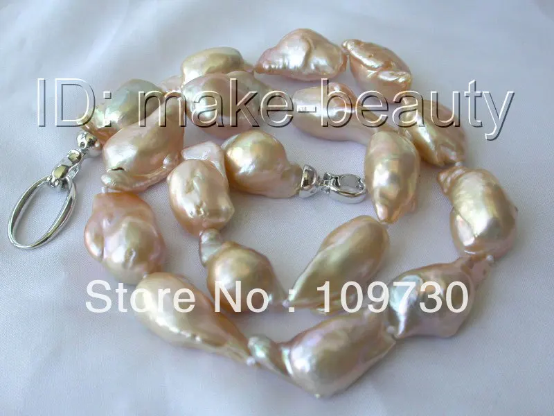 

Jewelry 00589 stunning big baroque pink keshi reborn freshwater pearl necklace