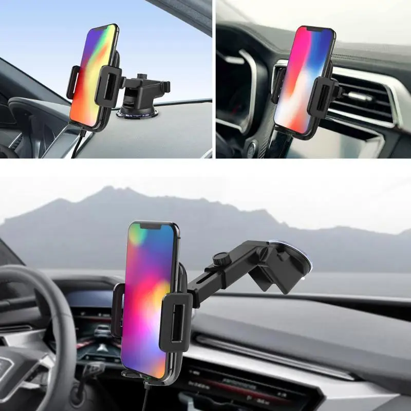 Universal QI Wireless Charger 360 Rotation GPS Mobile Phone Charging Mount Stand Car Holder for Samsung Note8 S9 for iPhone X 8