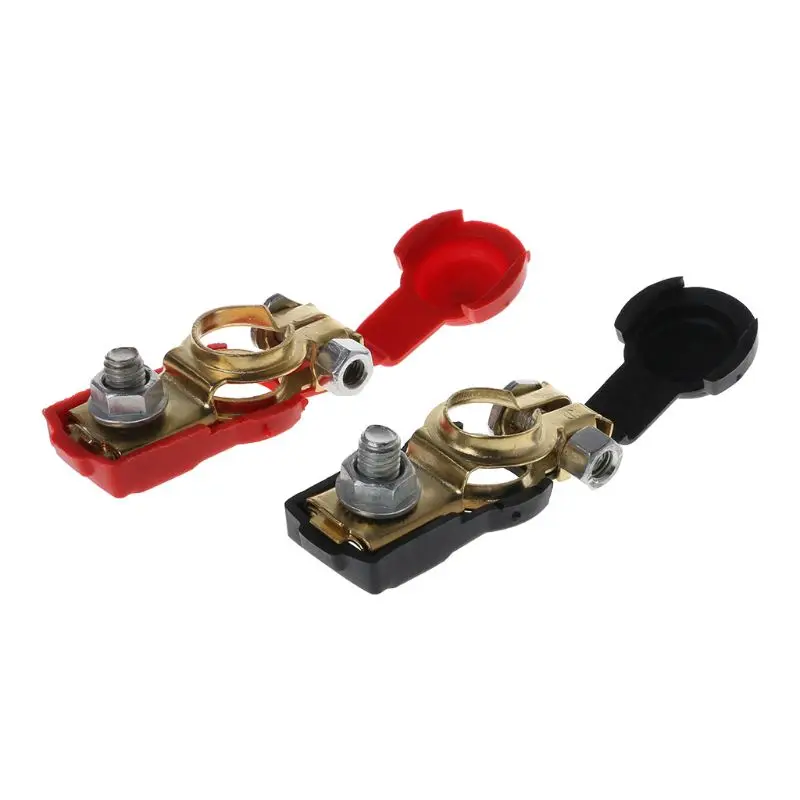 1 Pair Auto Battery Terminal Connector Battery Quick Release Terminals Clamps Cap Clips Copper For Car Truck Caravan