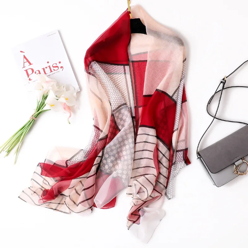 

Hot 2018 New Designer Brand Women Striped Patchwork Scarf Fashion Summer Silk Scarves Lady Shawls and Wraps Pashmina Hijab Snood
