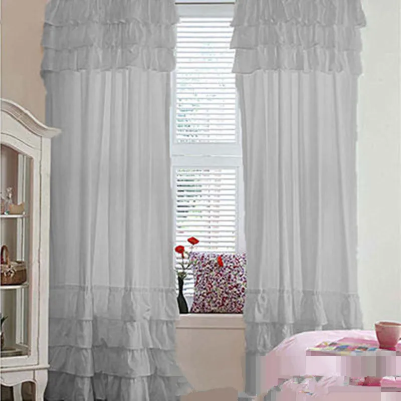 Многослойные шторы с оборками и кармашками для гостиной, белые, розовые штора с листьями лотоса, для принцессы, cortinas - Цвет: 3