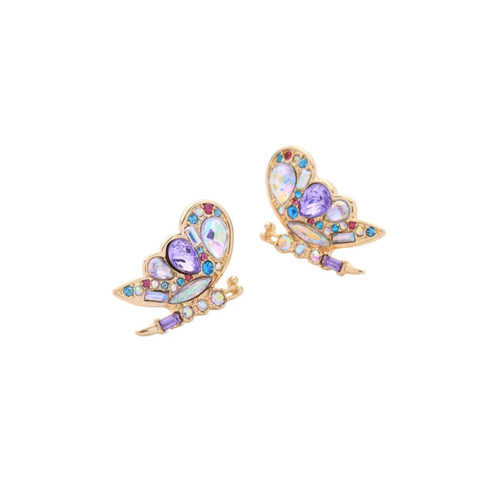 

2018 New luxury Multicolor Silver Post Purple Teardrop Butterfly Stud Earrings Gifts