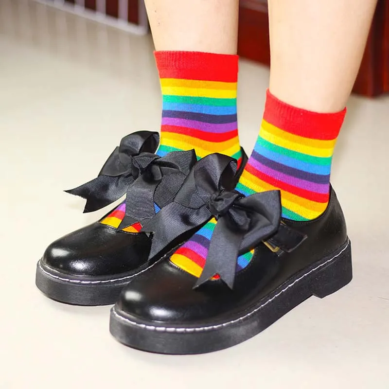 [WPLOIKJD] Молодежные красивые радужные носки Kawaii для девочек удобные элегантные в