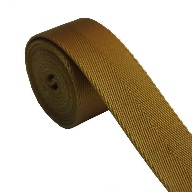 32mm 1.2 Inch 100 Nylon bing Tape For Bag Strap Herringbone Belt Yellow Color 50 Yards/Roll
