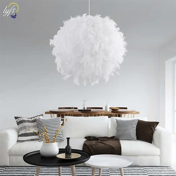

lyfs Best Valentine's Day Gift For Lover Heart Shape Feather lampada led Pendant Lamp with Led Bulb 3 colors