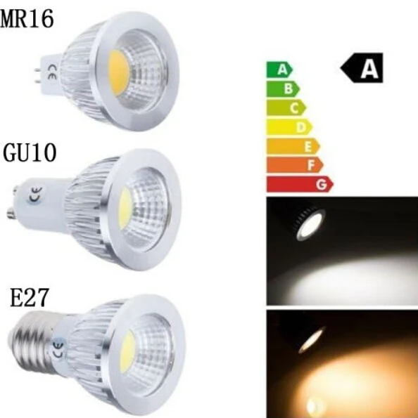 

100% true power COB chip GU10 E27 E14 LED lamp 3W 5W 7W 85~265V Warm / Cold white DIMMABLE LED bulb Spotlight 120 Beam Angle