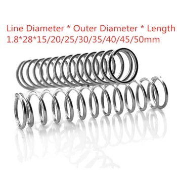 

10pc pressure spring steel wire diameter 1.8 * outer diameter 28 * length 15-50