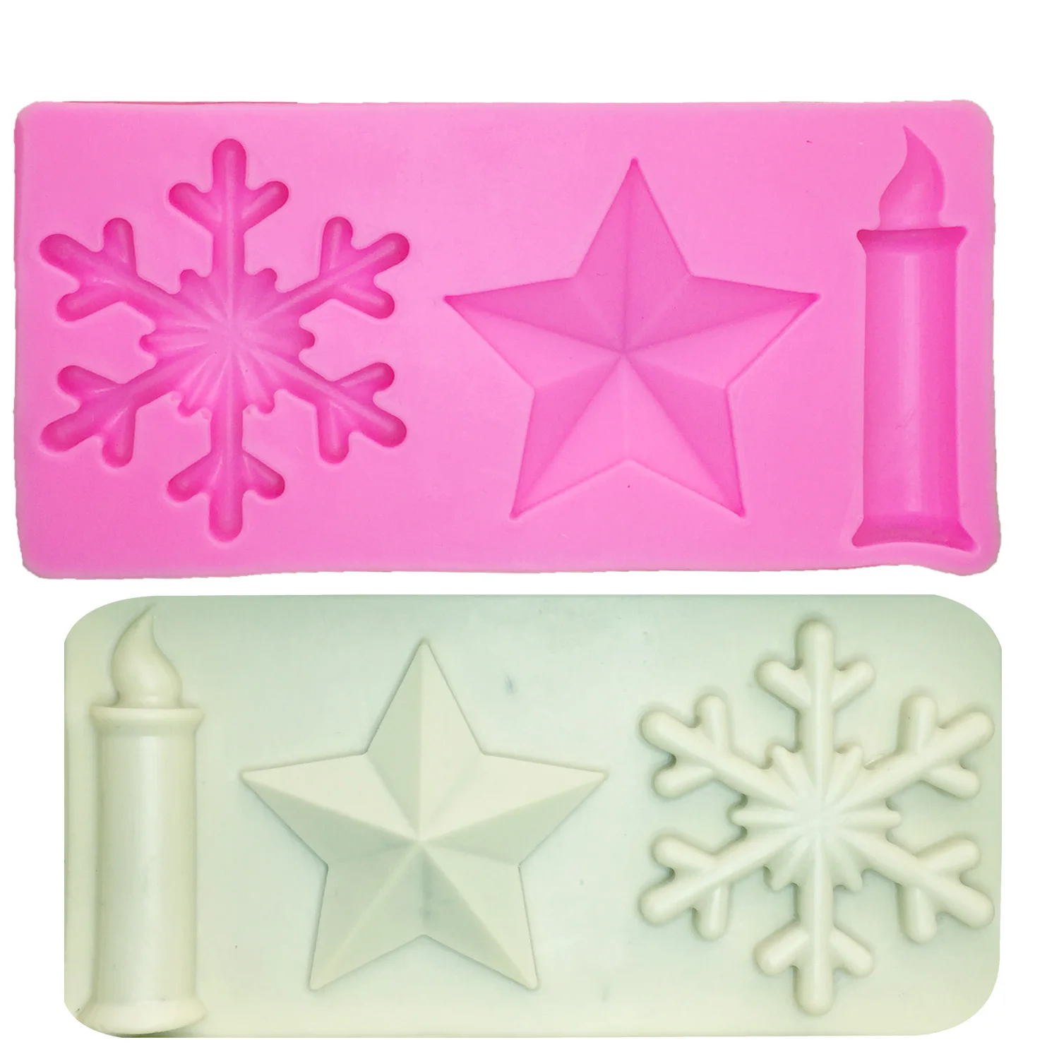 

M1088 DIY Snowflake Star Candle Chocolate Mold Silicone Fondant Mold For Cake Decorating Baking Tools Kitchen Accessories