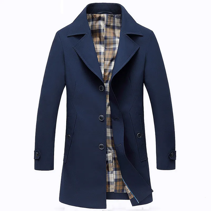 

Spring and autumn new men's long windbreaker high quality business casual British windbreaker men show coat