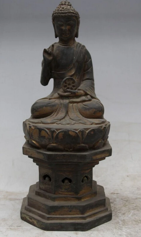 

USPS to USA S2230 12" Old Chinese Northern Wei Bronze Shakyamuni Amitabha Buddha Sakyamuni Statue (B0328)