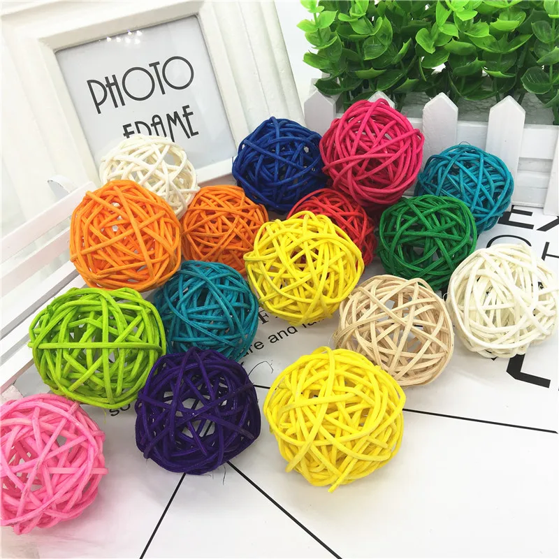 

8PCS 5CM Sepak Takraw DIY Ornaments Rattan Ball Home Ornament Christmas Birthday Wedding Party Halloween Decoration