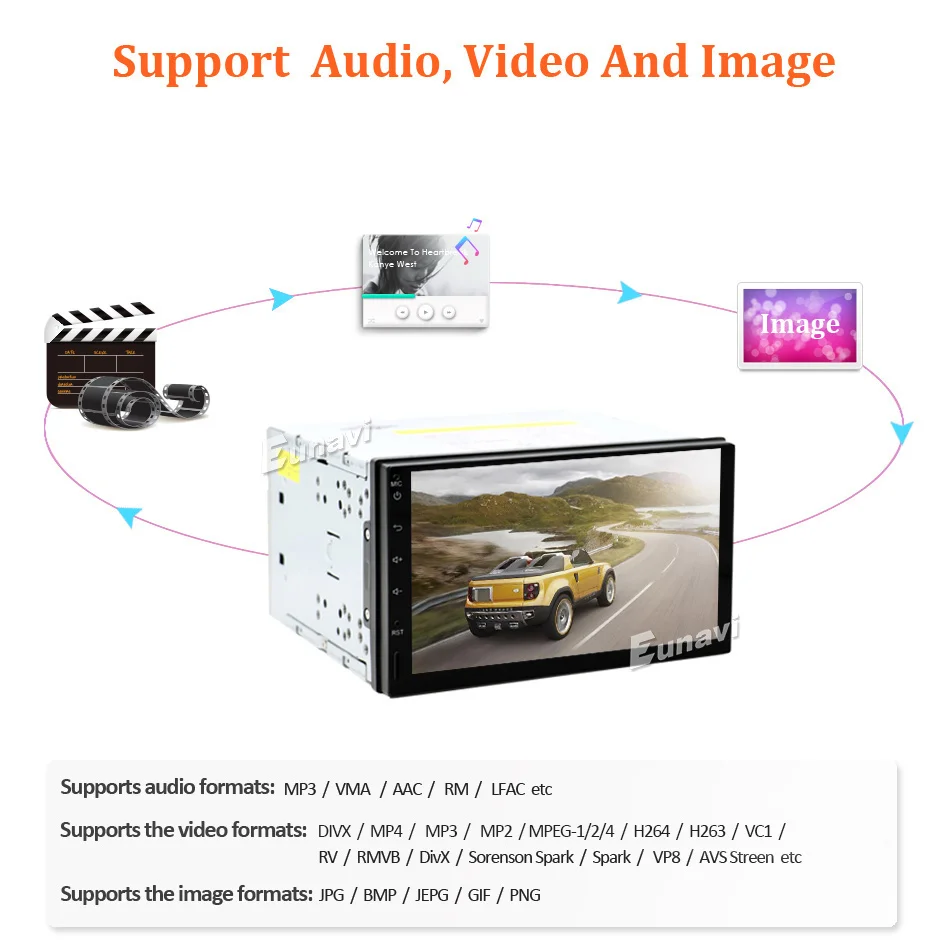 Clearance Eunavi 2 Din 7 inch Pure Android 8.1 tda7851 Universal Car Radio PC GPS Navi Stereo 2din Multimedia Capacitive touch screen usb 17
