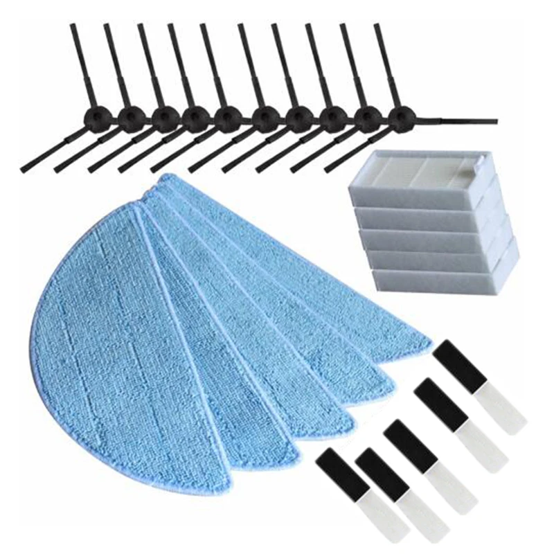 

10pcs Side Brush+5pcs Filters+5pcs Mop Cloth+5pcs Magic Stickers For Life V3/v3 +/V5 (cw310)/v5s/X5/V5 Pro/V55