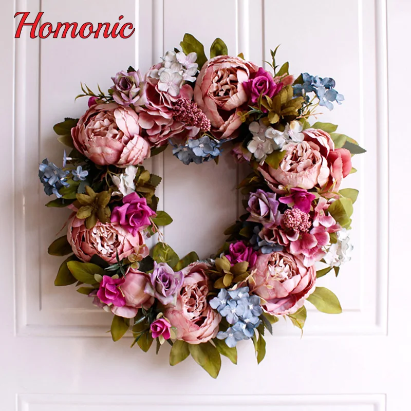 

Simulation Peony Wreath Wedding Bride Tiara Fake Slik Flower Home Hotel Wall Dress up Valentine's Day Decoration Flower Strings