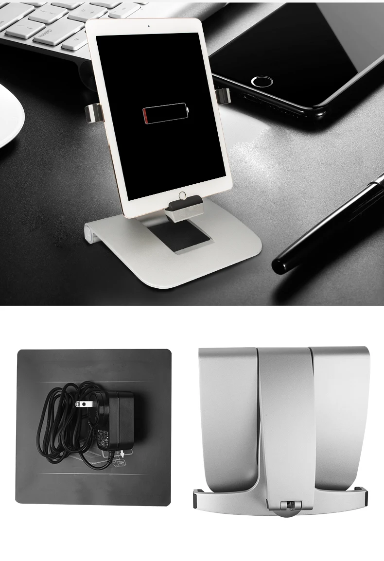 Складная Подставка для зарядки планшетного ПК двухосный дизайн угол обзора Регулируемый алюминиевый сплав держатель для ленивых людей для iPad 4 Air Mini