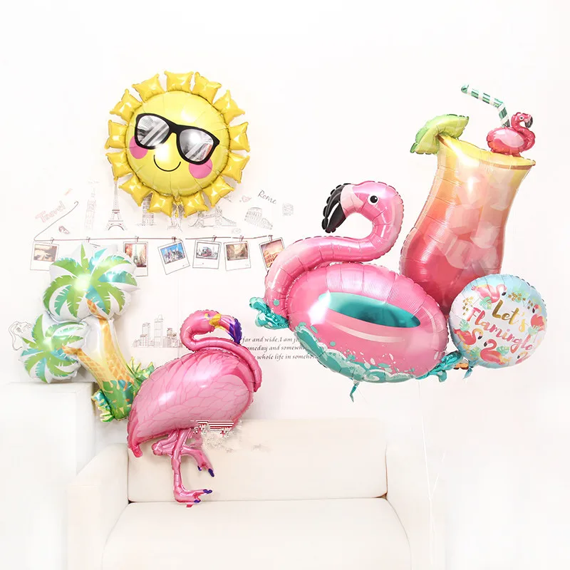 

1 pcs Flamingo Leaves Fruit Sun Foil Balloon Hawaiian Tropical Luau Party Supplies Jumbo Shape Summer Party Birthday Balloons