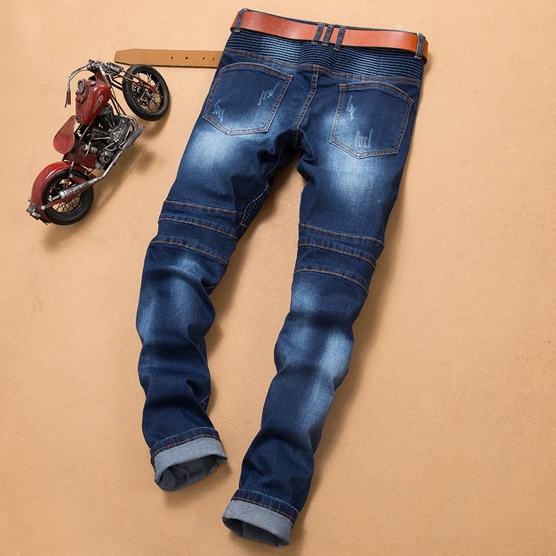 UMMEWALO мужские модные мужские байкерские джинсы на молнии дизайнерские Сращенные рваные обтягивающие джинсы облегающие гофрированные джинсы Homme