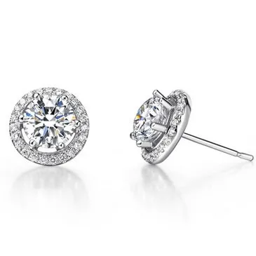 Clic Uni 0 8 Carat Simulated Diamond Halo Stud Earrings 925 Clic Uni 0 8 Carat Simulated Diamond Halo Stud Earrings 925 Sterling Silver Gold Plated For