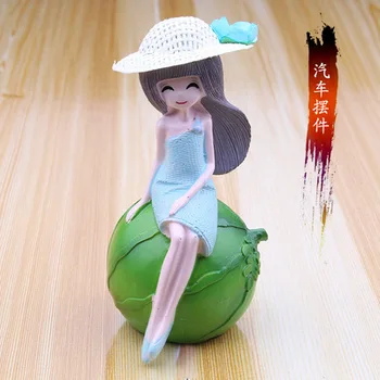 

Creative cartoon fruit girl automobile ornament resin handicraft statues sculpture Home wedding decoration dies
