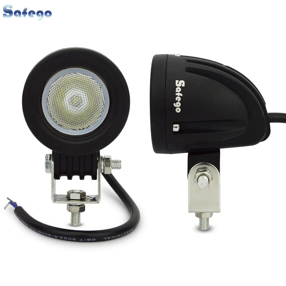 

Safego 2pcs 10W LED Work Light 12V Car Lamp Bulb Off-Road 4WD 4x4 24v Truck SUV ATV Spot Flood Super Bright Round for tractors