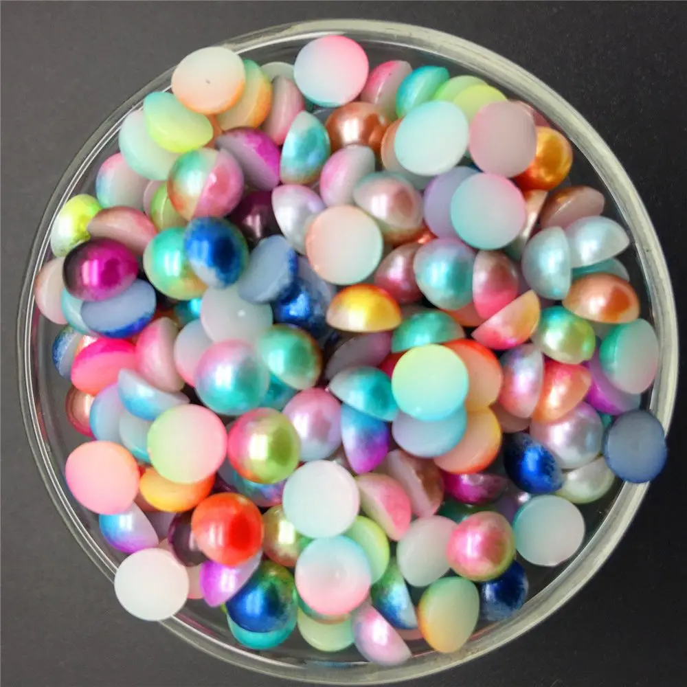 

100pcs 6mm Multi-color Half Pearl Bead Flatback Scrapbook wedding Jewelry DIY R18