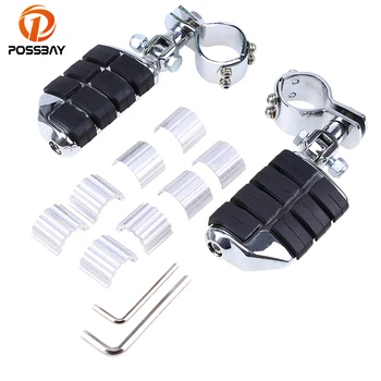 

POSSBAY 1Pair Highway Foot Pegs Footrest For Harley FLHTCU Ultra Classic Softail Bikes Chrome Aluminum 35mm Clamp Foot Pegs