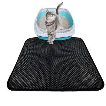 

2018 new Cat Litter Mat EVA Double-Layer Cat Litter Trapper Mats with Waterproof Bottom Layer kattenmand - Black Grey