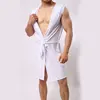 New Men's Fashion bathrobe sauna clothes massage clothes  Ice silk sleepwear  pajamas  home loose fitting clothes ► Photo 2/6