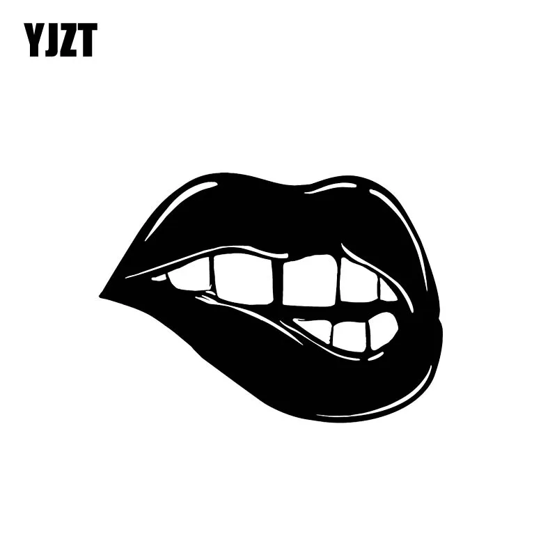 YJZT 10.3*7.5CM Cool Bloddy Firece Sexy Mouth Car Sticker Black/Silver Vinyl Zero Defect Decal Fashion Design C20-0525 | Автомобили и
