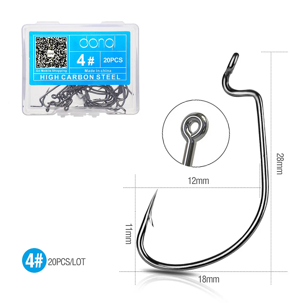 DONQL 20 шт. рыболовные крючки из высокоуглеродистой стали рукоятка джига большие крючки на окуня свинцовая головка джиг кривошипный колючий крючок для мягкой приманки рыболовные снасти