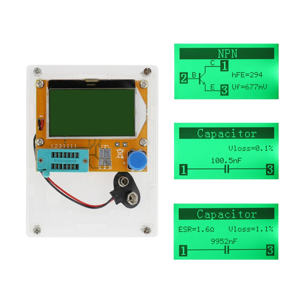 

LCR-T4 Mega328 Digital Transistor Tester Diode Triode Capacitance ESR Meter MOS/PNP/NPN LCR 128*64 LCD Screen