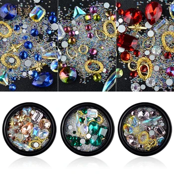 

1 Bottle Mix Design Nail Art Rhinestone Transparent Elf Beads Nail Diamond Jewelry Sharp Bottom Drill Nail Decorations Tips