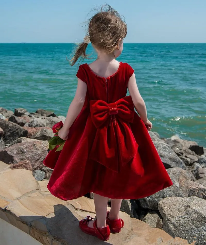 lovely-flower-girl-dresses-for-weddings-red-velvet-bow-sash-tea-length-tulle-first-communion-dress-special-occasion (2)