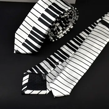 

Men's Black & White Piano Keyboard Necktie Tie Classic Slim Skinny Music Tie