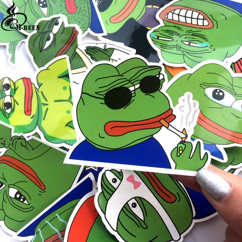 17 шт./лот, забавная наклейка Pepe Sad Frog для автомобиля, ноутбука, багажа, скейтборда, мотоцикла, сноуборда, телефона, наклейка, игрушка, водонепроницаемая наклейка s