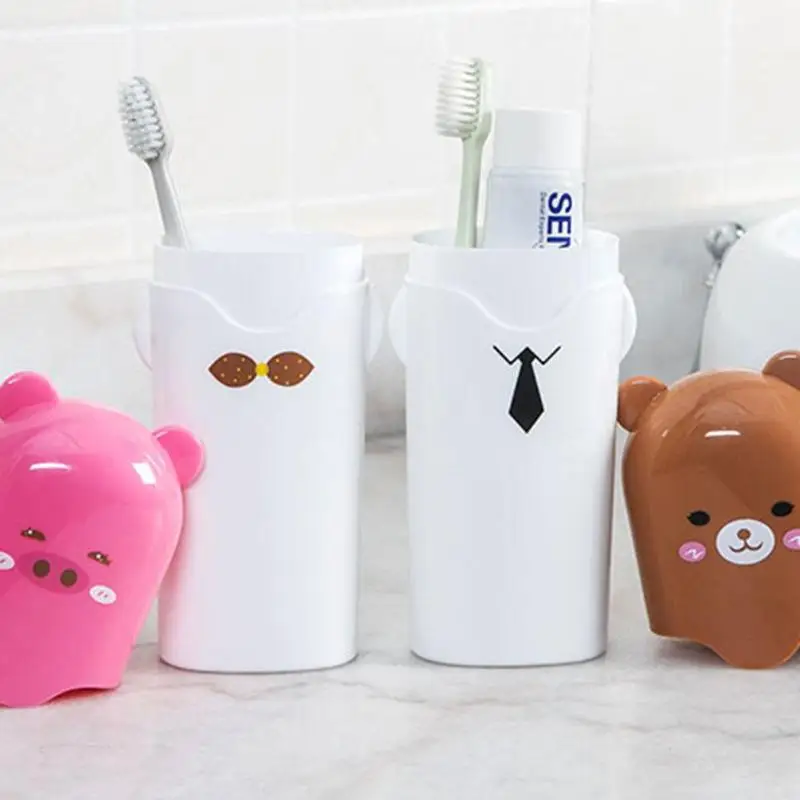 

Bathroom Portable Plastic Cartoon Toothbrush Case Travel Toothbrush Storage Box Washing Cup Toothbrush Holder 4 Styles
