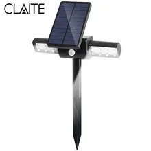 CLAITE светодиодный солнечный наружный водонепроницаемый газон прожектор 24 светодиодный PIR датчик движения и контроль света садовый свет безопасность уличный свет