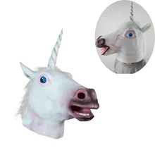 2016 New Hot Sale High Quality Unicorn Horse Head Mask Halloween Costume Party Gift Prop Novelty Masks Latex Rubber Creepy