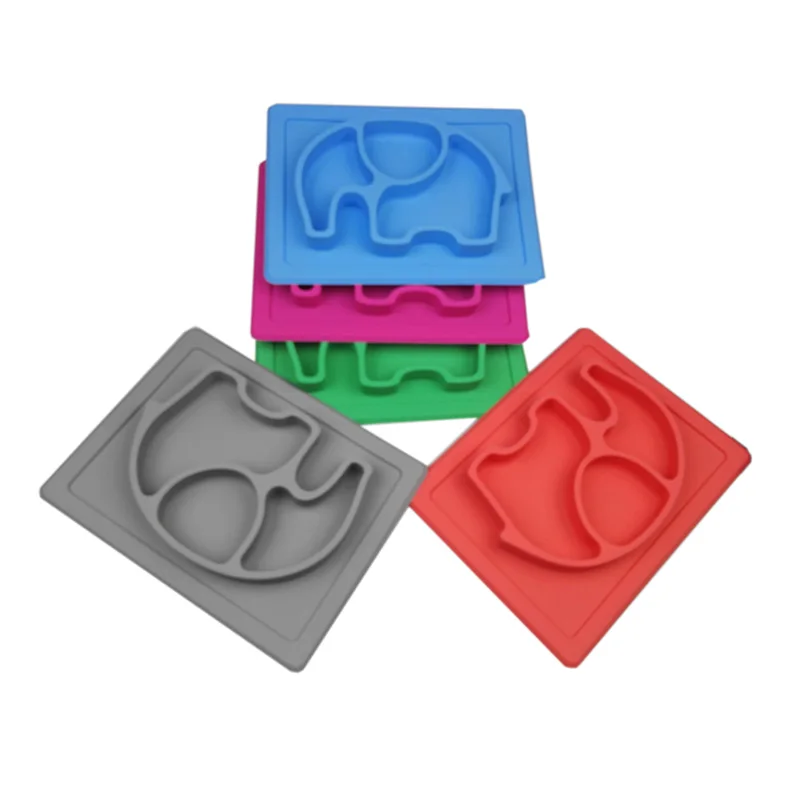 BPA free non slip baby silicone elephant placemat for kids todller