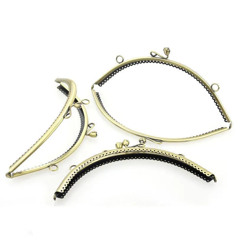 

10Pcs Clutch Handle Metal Frame Kiss Clasps Lock Bronze Tone Rhinestone DIY Purse Bag Handbag Making 20x9cm