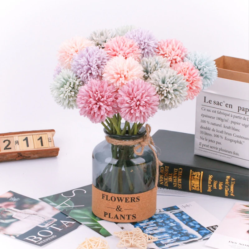

1Pcs Silk Artificial Flower Dandelion Ball for Wedding Home Decoration DIY Craft Wreath Gift Valentine's Day Decor Fake Flowers