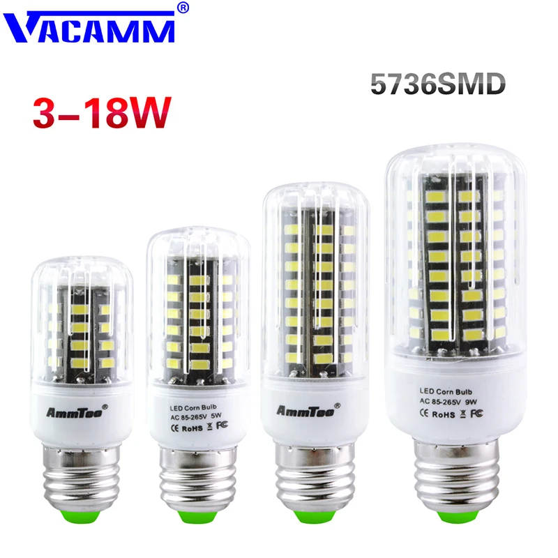 

5736 Led Corn Light Bulb 40Leds~140Leds Ampoule Lamp E27 85 ~ 265V Spot Light Full 18W 15W 12W 9W 7W 5W 3W Night Light For Home