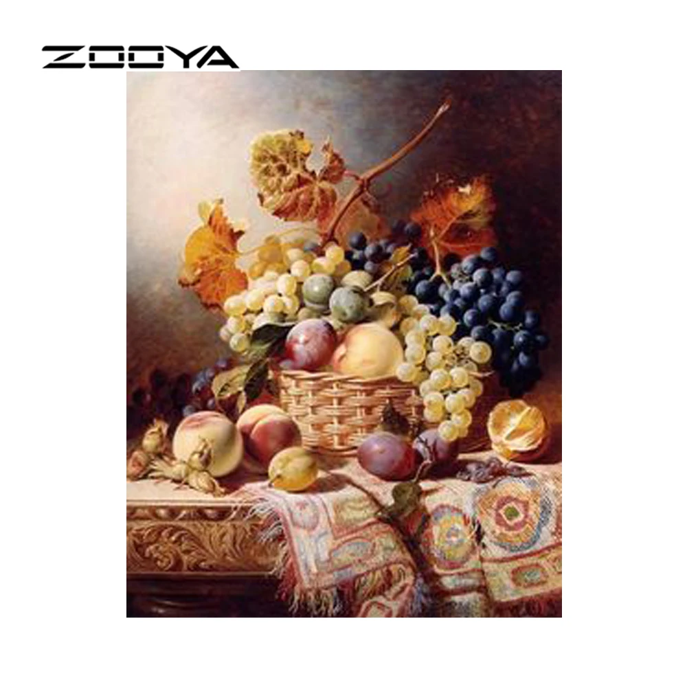 

ZOOYA Diamond Painting Fruit Basket Still Life 3D Full Diamond Embroidery Pattern Rhinestones Mosaic Kits Needlework DIY RF1345